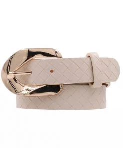 She She Boutique ACCESSORIES Basket Weave Belt With Gold Buckle - Black OR Khaki