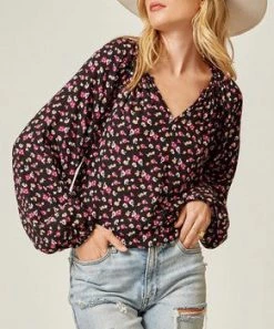 She She Boutique Floral Blouse - Black