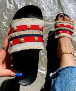 She She Boutique Tassel Pearl Slides- White SHOES