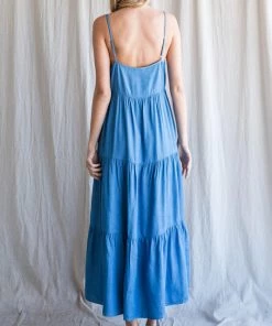 She She Boutique CLOTHING Button Up Maxi Dress - Denim