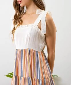 She She Boutique Striped Contrast Dress - Orange Multi 7 She She Boutique Striped Contrast Dress - Orange Multi