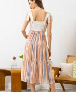 She She Boutique Striped Contrast Dress - Orange Multi 9 She She Boutique Striped Contrast Dress - Orange Multi