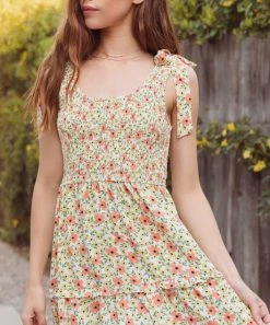 She She Boutique CLOTHING Floral Tiered Midi Dress - Cream Multi