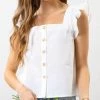 She She Boutique CLOTHING Button Down Top - Light Chambray OR White