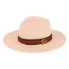 She She Boutique ACCESSORIES Straw Hat With Green/Red Band Accent - Blush