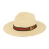 She She Boutique Straw Hat With Green/Red Band Accent - Beige