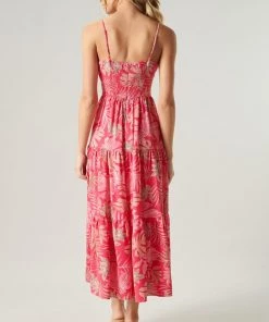 She She Boutique CLOTHING Cayman Tropical Print Dress - Fuchsia Multi