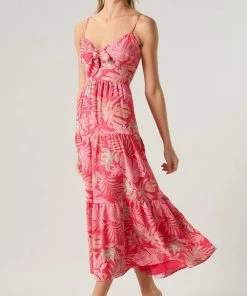 She She Boutique CLOTHING Cayman Tropical Print Dress - Fuchsia Multi