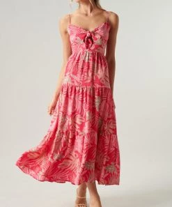 She She Boutique CLOTHING Cayman Tropical Print Dress - Fuchsia Multi