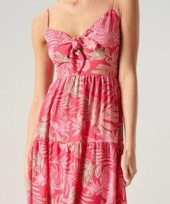 She She Boutique CLOTHING Cayman Tropical Print Dress - Fuchsia Multi