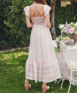 She She Boutique CLOTHING Stripe Dress - Peach