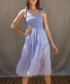She She Boutique CLOTHING Gingham Dress - Blue