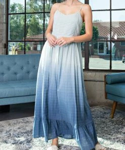 She She Boutique Ombre Maxi Dress - Hot Pink OR Denim CLOTHING