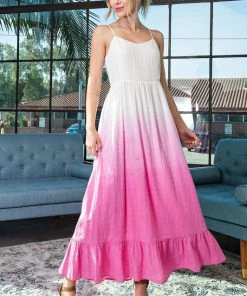 She She Boutique Ombre Maxi Dress - Hot Pink OR Denim CLOTHING