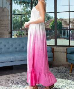 She She Boutique Ombre Maxi Dress - Hot Pink OR Denim CLOTHING