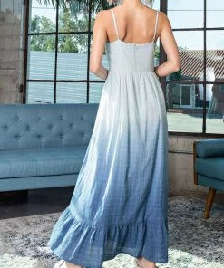 She She Boutique Ombre Maxi Dress - Hot Pink OR Denim CLOTHING