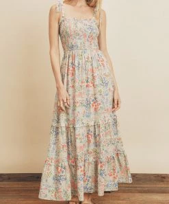 She She Boutique Tiered Midi Dress - Water Color Combo CLOTHING