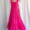 She She Boutique Smocked Midi Dress - Hot Pink OR Sage