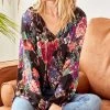 She She Boutique Floral Blouse - Ivory OR Black