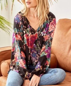 She She Boutique Floral Blouse - Ivory OR Black