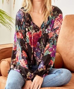 She She Boutique Floral Blouse - Ivory OR Black