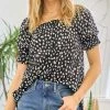 She She Boutique Leopard Print Blouse - Black OR Off White CLOTHING 1 She She Boutique Leopard Print Blouse - Black OR Off White CLOTHING