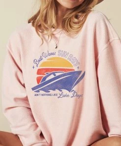 She She Boutique Boat Waves Pullover - Urban Pink CLOTHING
