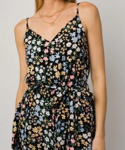 She She Boutique Floral Waist Tie Dress - Black Combo