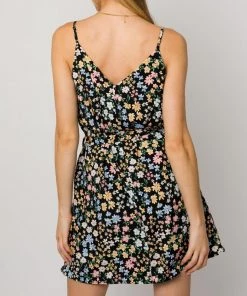 She She Boutique Floral Waist Tie Dress - Black Combo