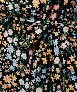 She She Boutique Floral Waist Tie Dress - Black Combo