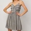 She She Boutique Front Tie Stripe Dress - Navy/Ivory