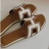 She She Boutique Slide Sandals - White/Brown