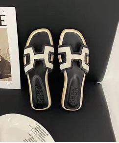 She She Boutique NEW ARRIVALS Slide Sandals - White/Black