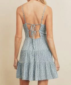 She She Boutique New Day Tie Detail Dress - Cotton Blue