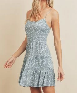 She She Boutique New Day Tie Detail Dress - Cotton Blue