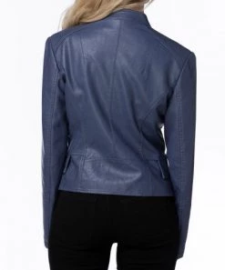 She She Boutique Vegan Leather Moto Jacket - Blue OR Hot Pink CLOTHING