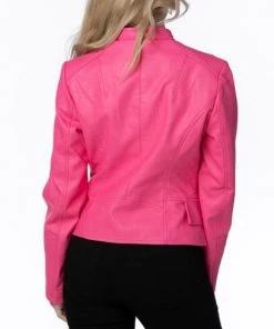 She She Boutique Vegan Leather Moto Jacket - Blue OR Hot Pink CLOTHING