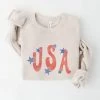She She Boutique USA With Stars Pullover - Heather Dust -FINAL SALE CLOTHING