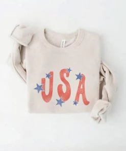 She She Boutique USA With Stars Pullover - Heather Dust -FINAL SALE CLOTHING