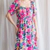 She She Boutique Floral Button Up Dress - Off White/Pink CLOTHING