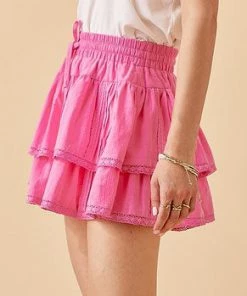 She She Boutique Pintuck Skort - Bubble Gum CLOTHING