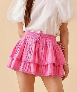 She She Boutique Pintuck Skort - Bubble Gum CLOTHING