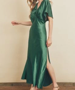 She She Boutique Satin Maxi Dress - Dark Emerald NEW ARRIVALS