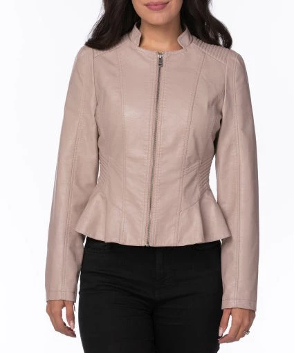 She She Boutique CLOTHING Vegan Leather Moto Jacket - Mauve 3 She She Boutique CLOTHING Vegan Leather Moto Jacket - Mauve