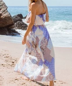 She She Boutique Strapless Maxi Dress - Purple Multi 9 She She Boutique Strapless Maxi Dress - Purple Multi