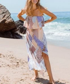 She She Boutique Strapless Maxi Dress - Purple Multi