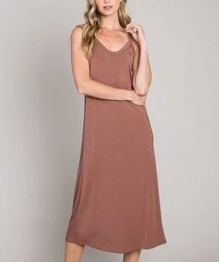 She She Boutique Knit Midi Dress - Clay