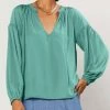 She She Boutique NEW ARRIVALS Split Neck Blouse - Aqua