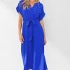 She She Boutique Pleated Midi Dress - Red Neon OR Royal Neon NEW ARRIVALS