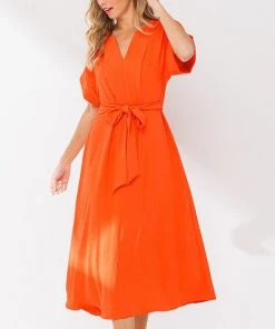 She She Boutique Pleated Midi Dress - Red Neon OR Royal Neon NEW ARRIVALS